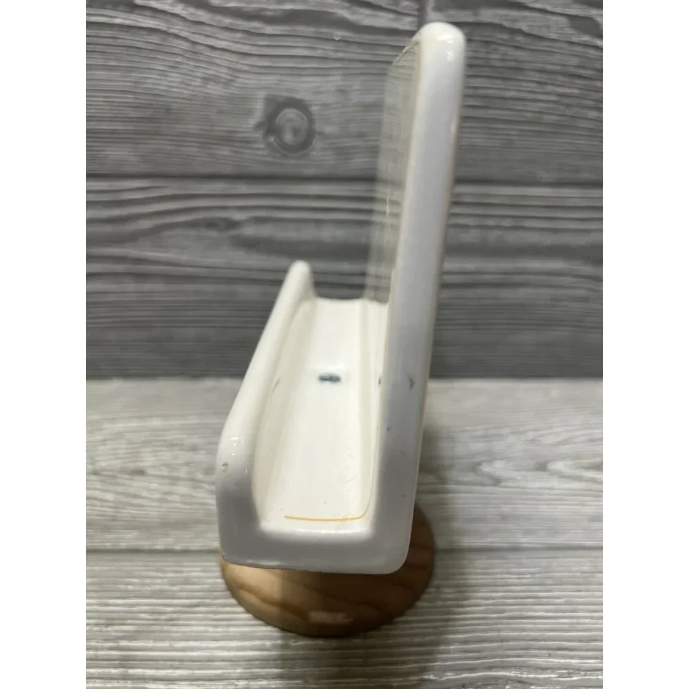 Ceramic Chickens Recipe Card Holder Wooden Pedestal Stand Red Shed - Picture 3 of 8